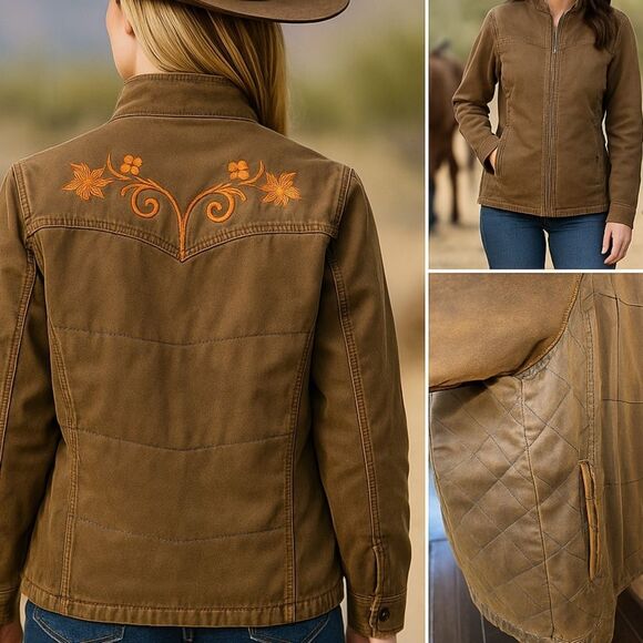 Outback Trading Company Canvas/Quilted Jacket with Floral Back Embroidery - Picture 15 of 15